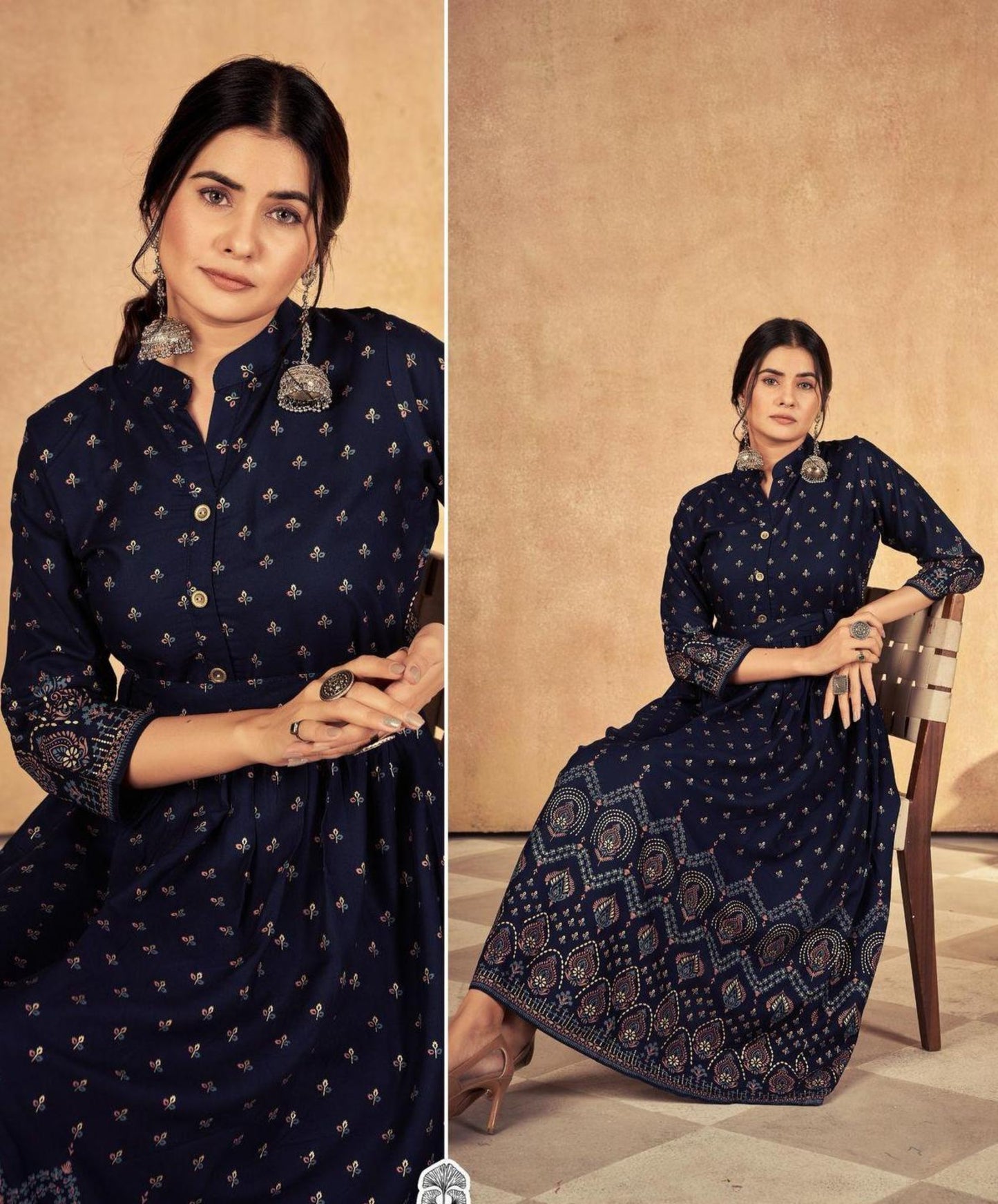 Navy Anarkali Kurta Dress