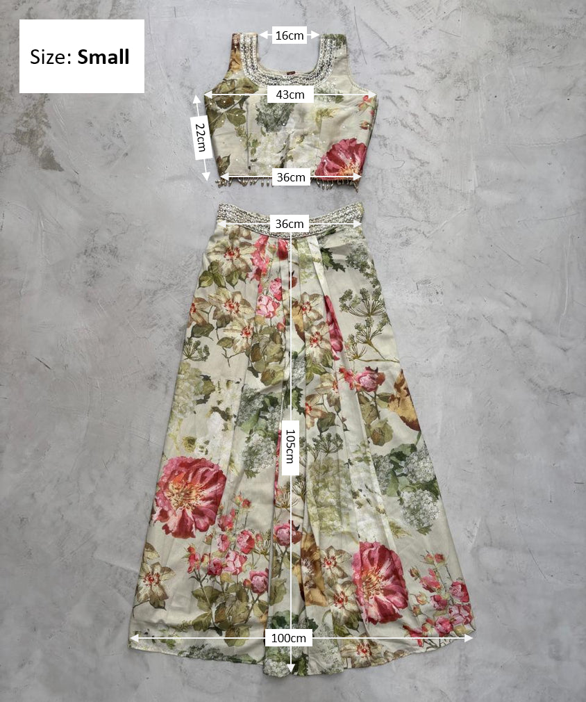 Green Floral Lehenga