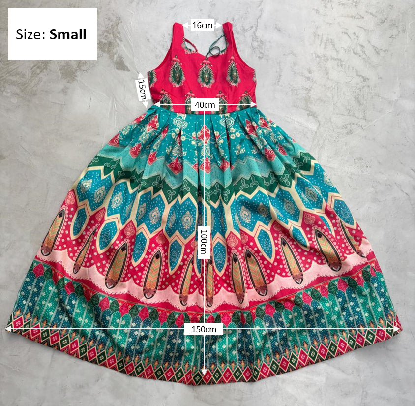 Red Printed Anarkali Dress