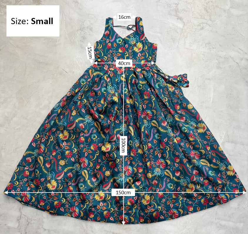 Teal Printed Anarkali Dress