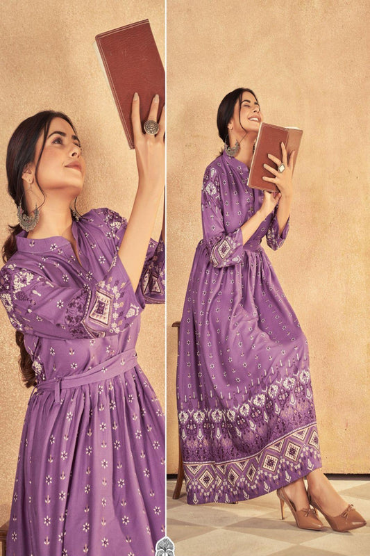 Purple Anarkali Kurta Dress
