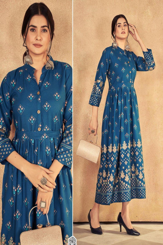 Blue Anarkali Kurta Dress