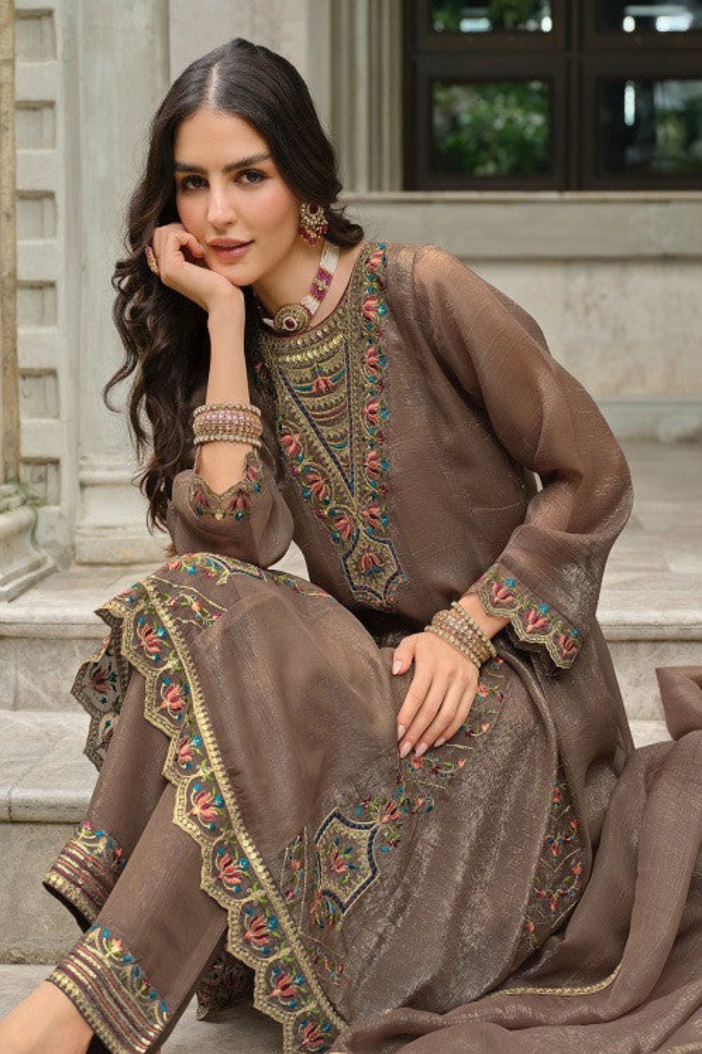 Taupe Kurti Set