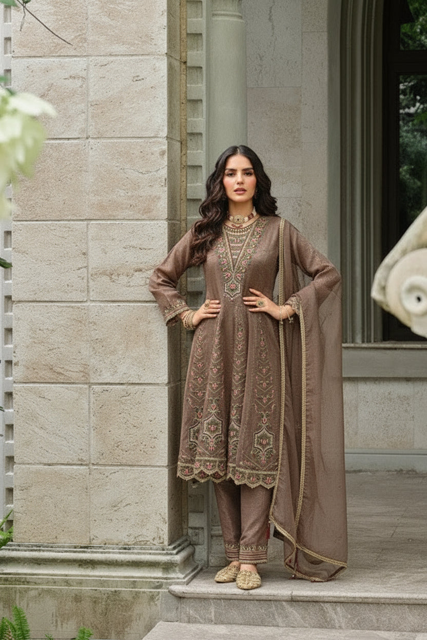 Taupe Kurti Set