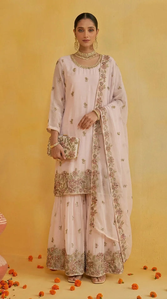Pale Rose Heritage Sharara Set