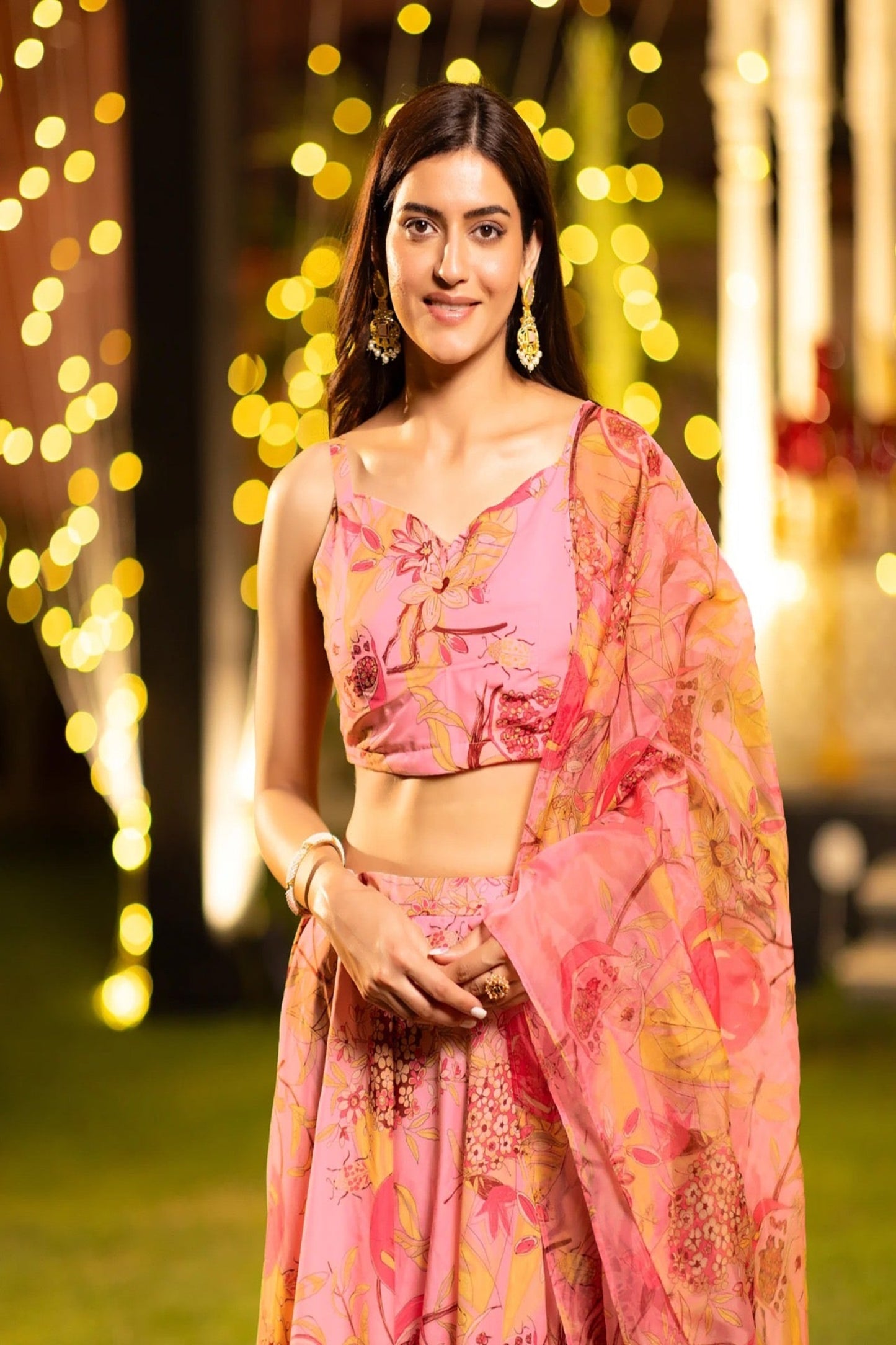 Blush Rose Floral Lehenga