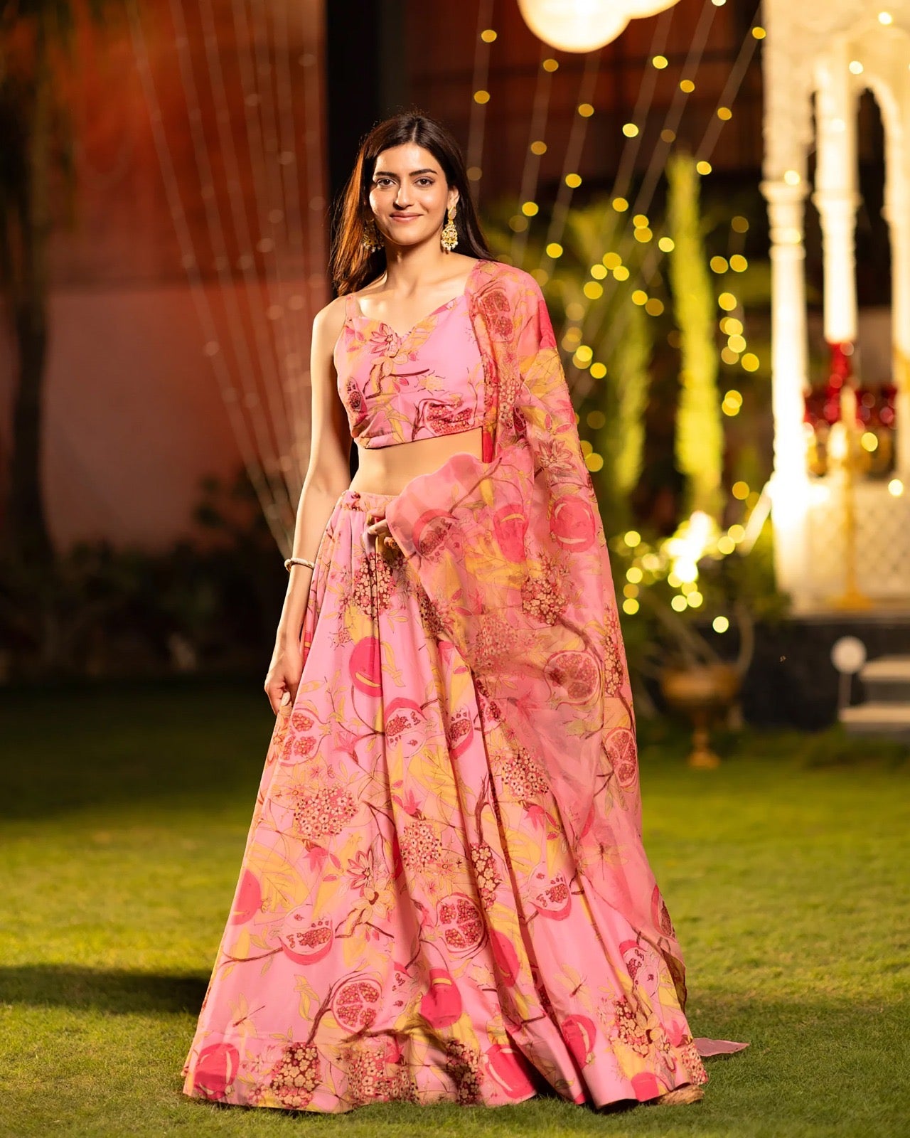 Blush Rose Floral Lehenga