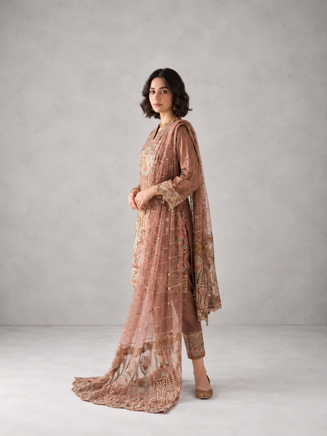 Brown Kurti Set