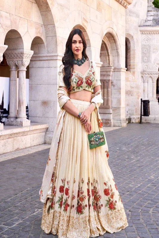 Cream Lehenga Choli