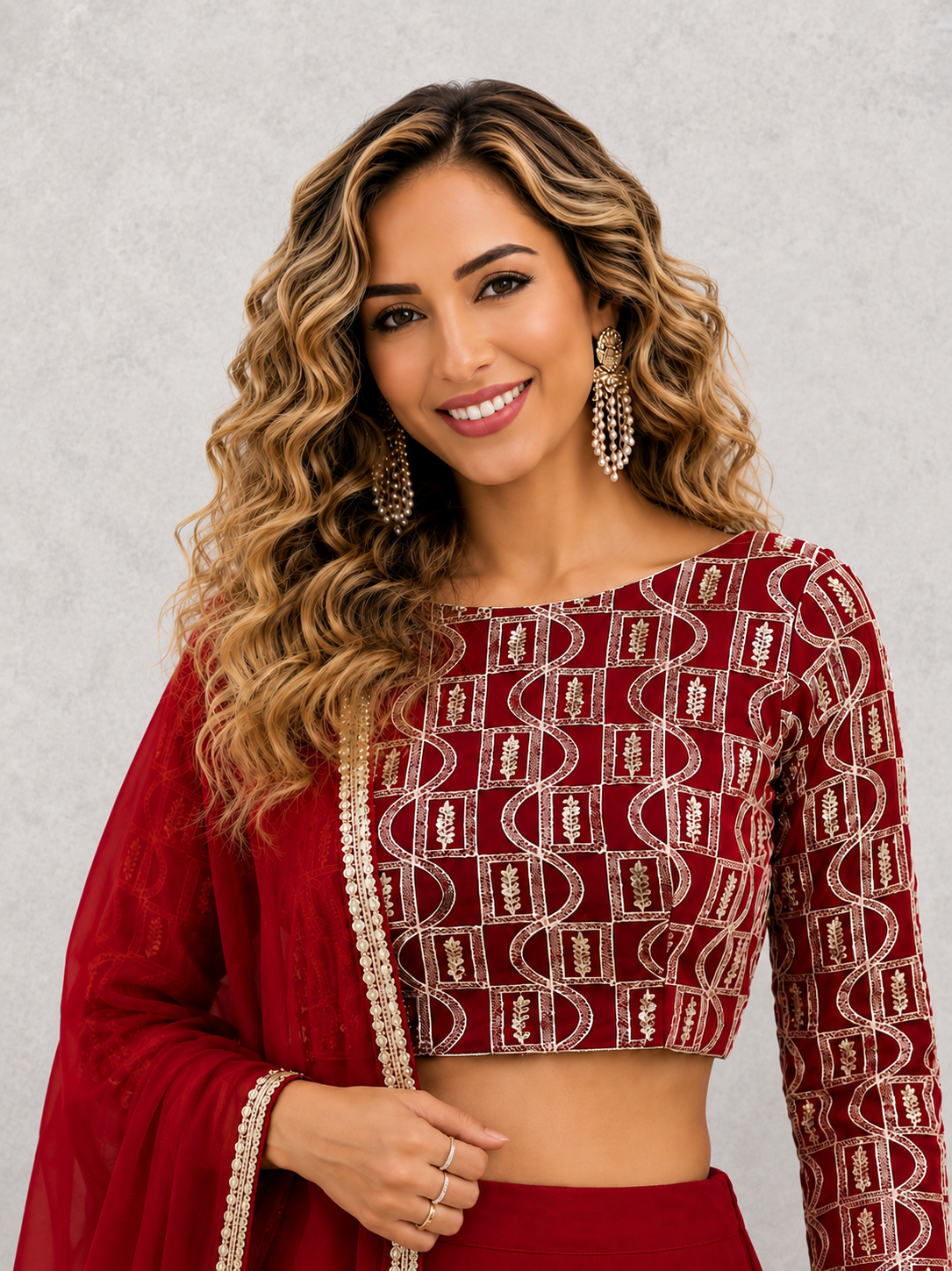 Crimson Radiance Lehenga Set