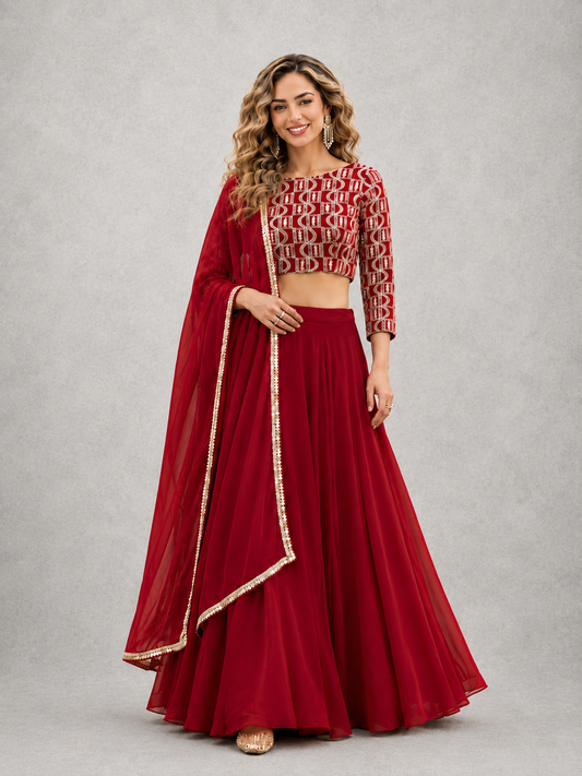 Crimson Radiance Lehenga Set