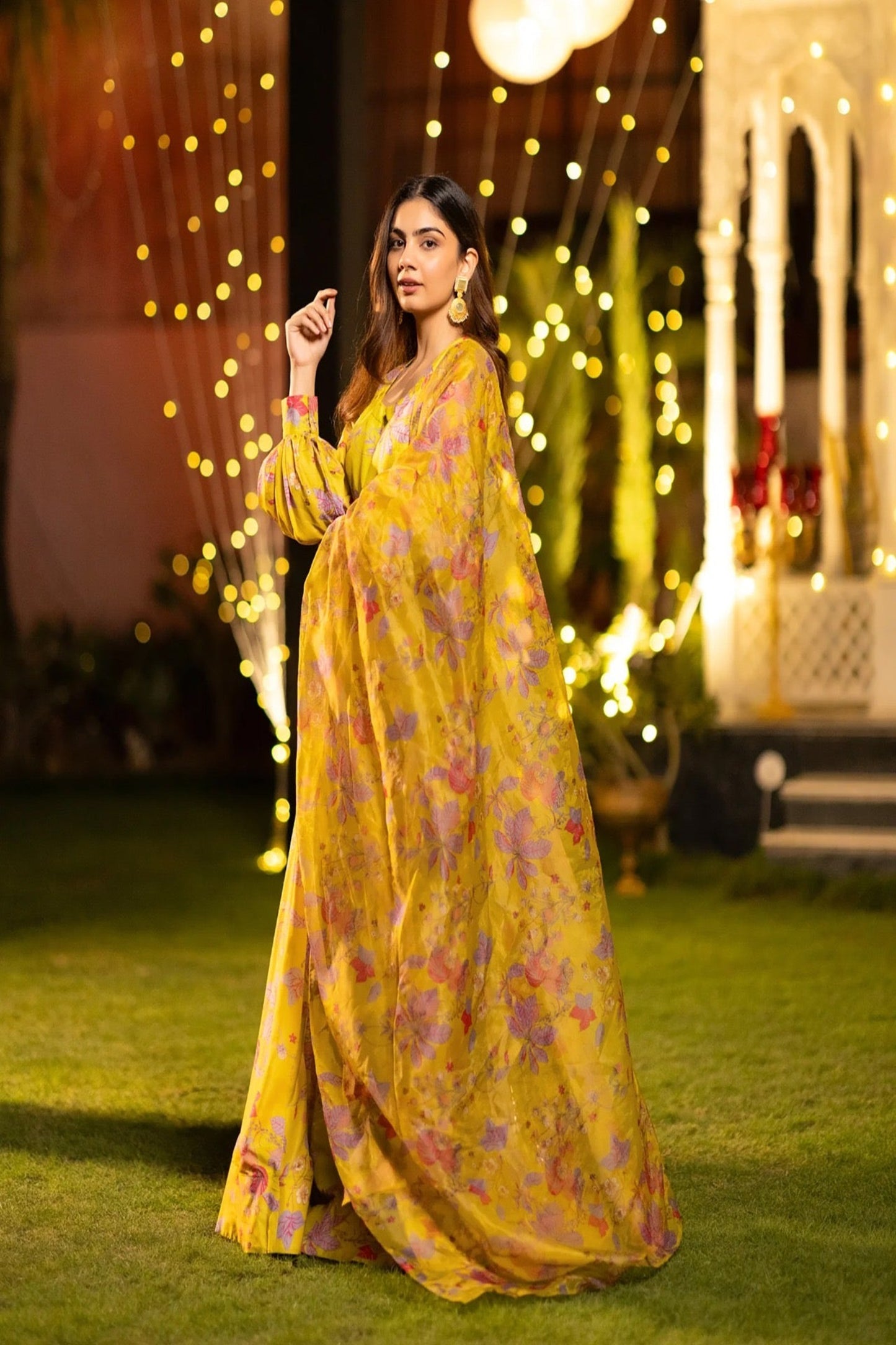 Golden Long Sleeve Lehenga