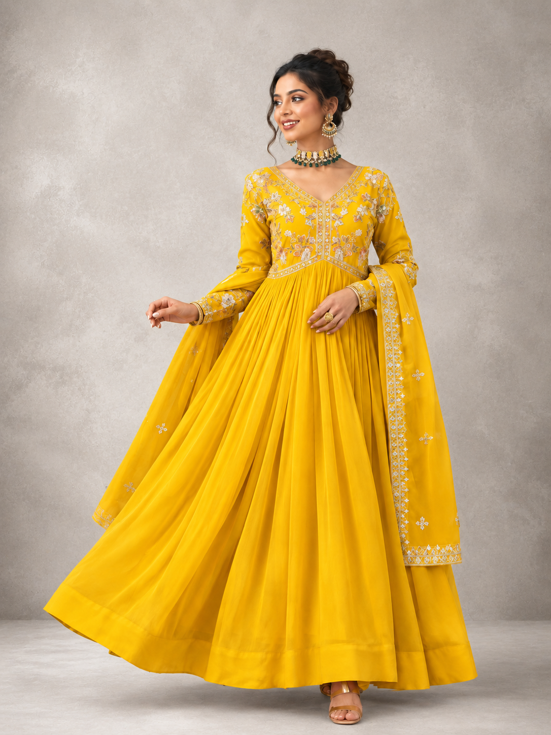 Golden Sunbeam Anarkali Set