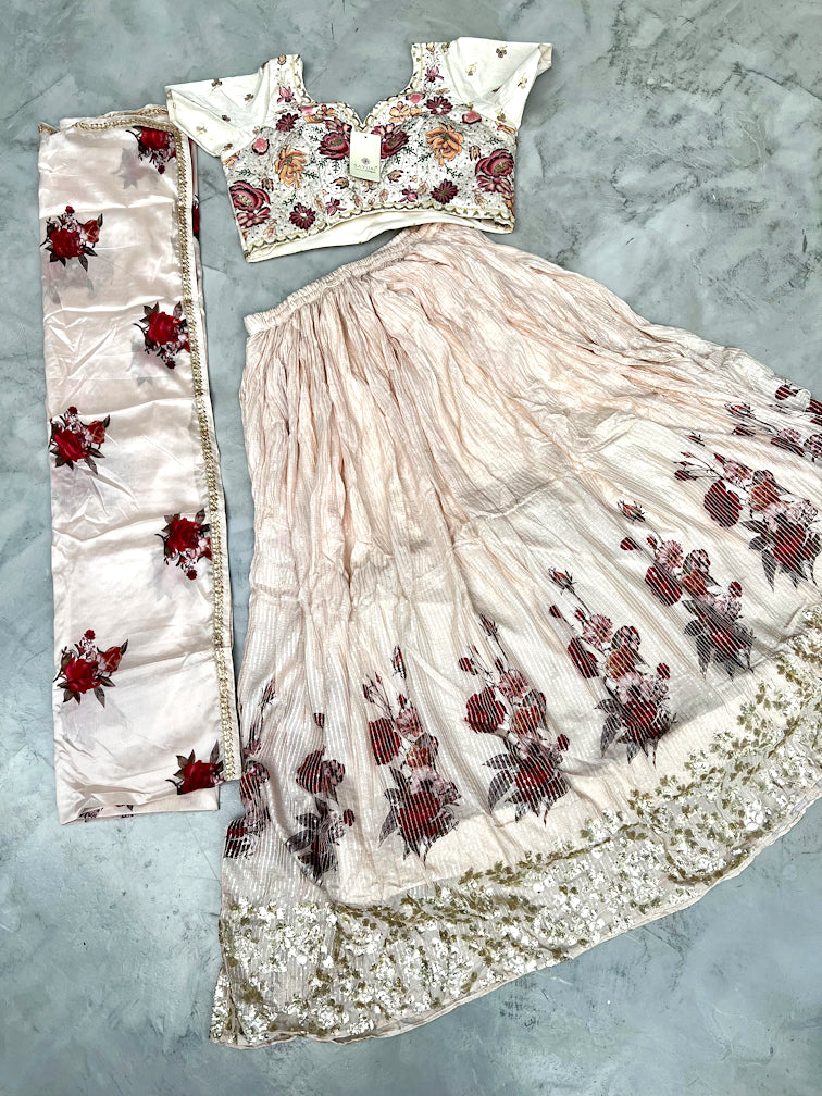 Cream Lehenga Choli