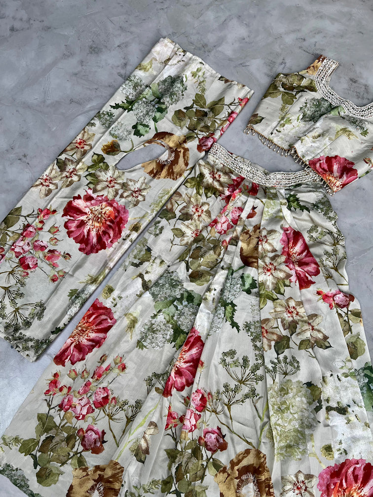 Green Floral Lehenga