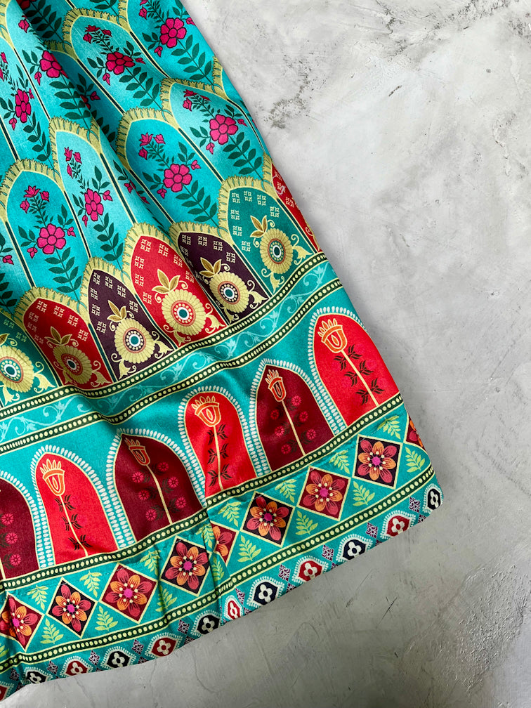 Blue Printed Anarkali Dress