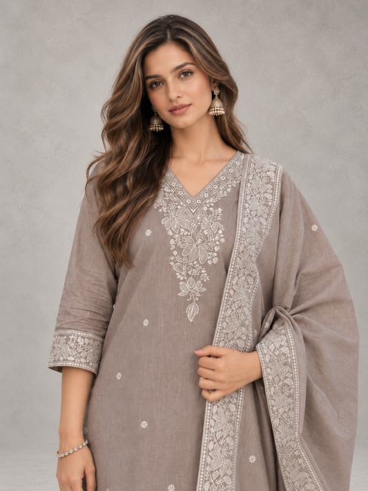 Light Brown Kurti Set