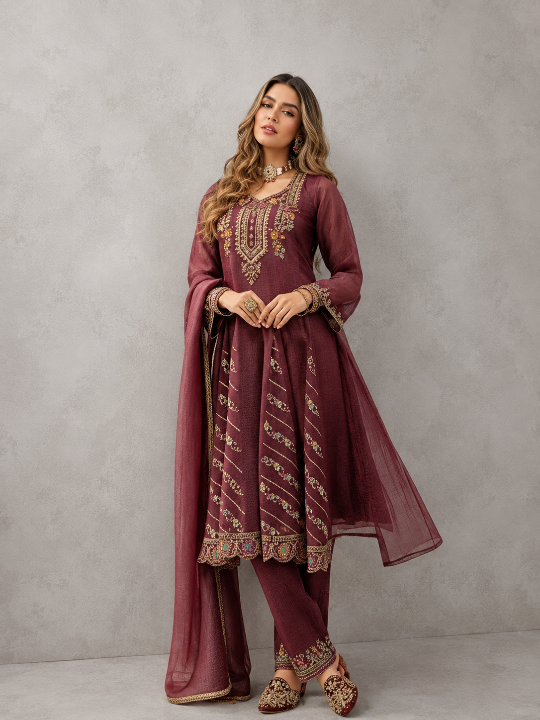 Maroon Kurti Set