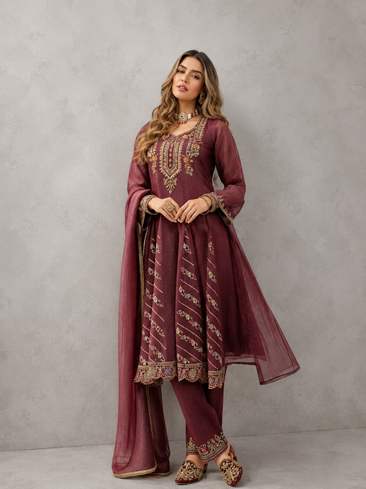 Maroon Kurti Set