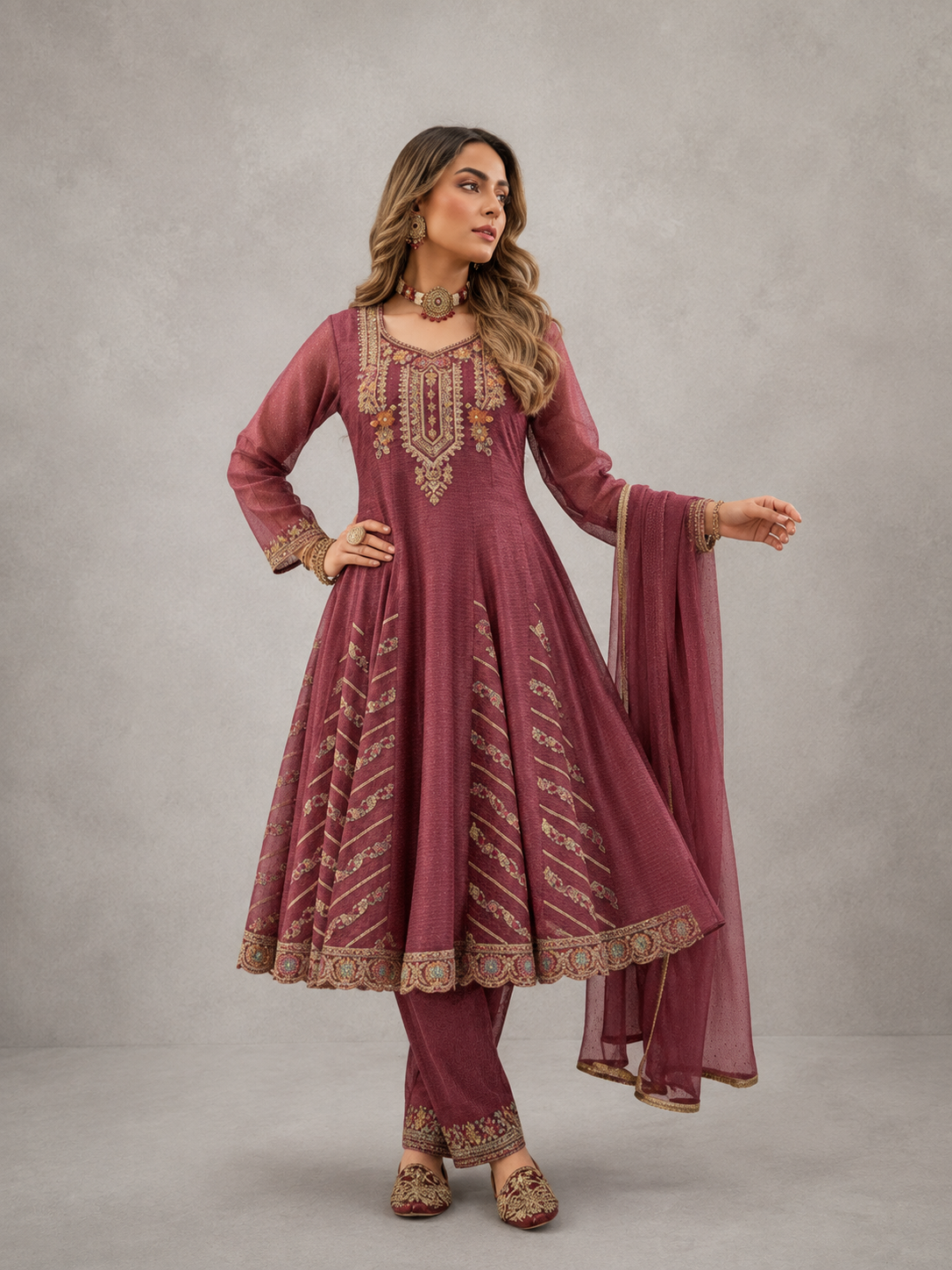 Maroon Kurti Set