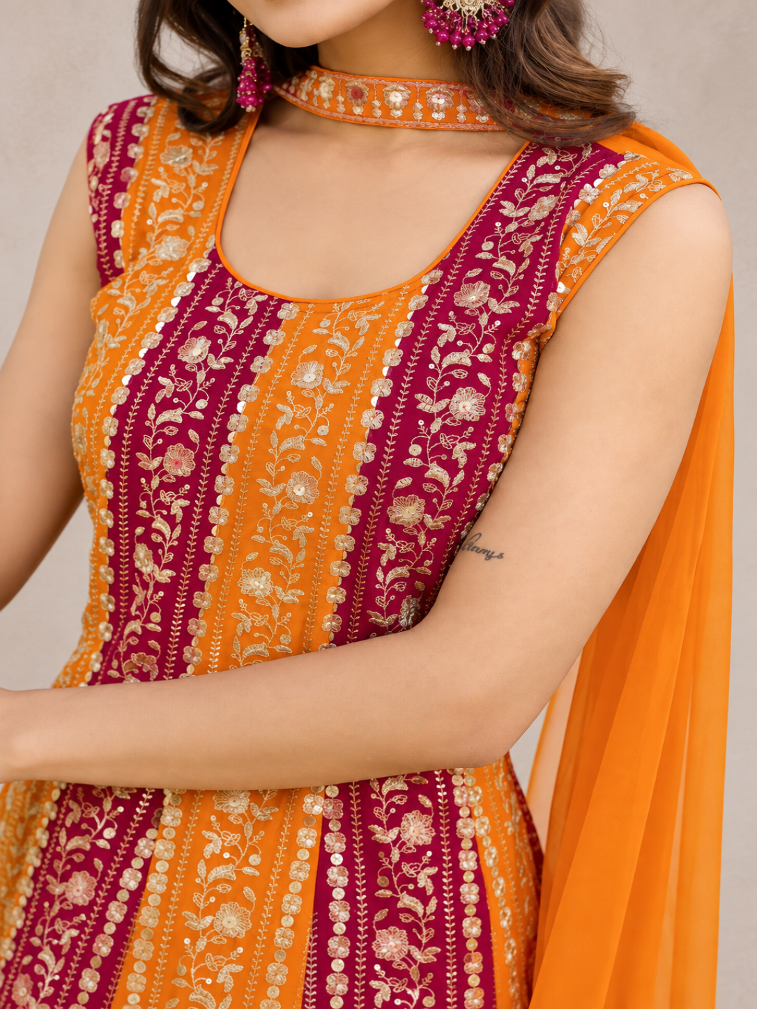 Orange Sharara Set