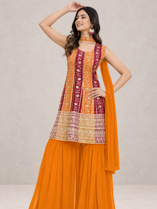 Orange Sharara Set