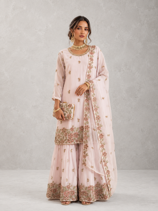 Pale Rose Heritage Sharara Set