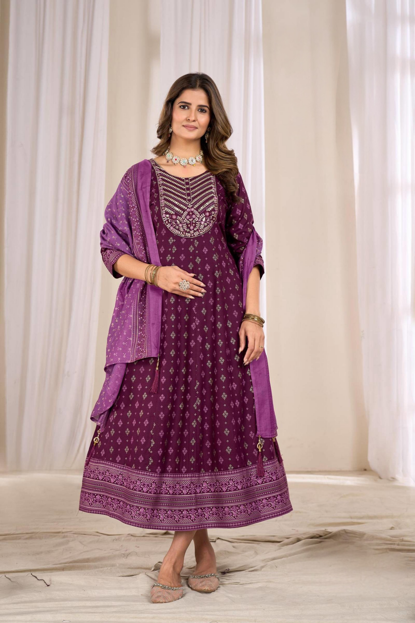 Purple Anarkali Gown