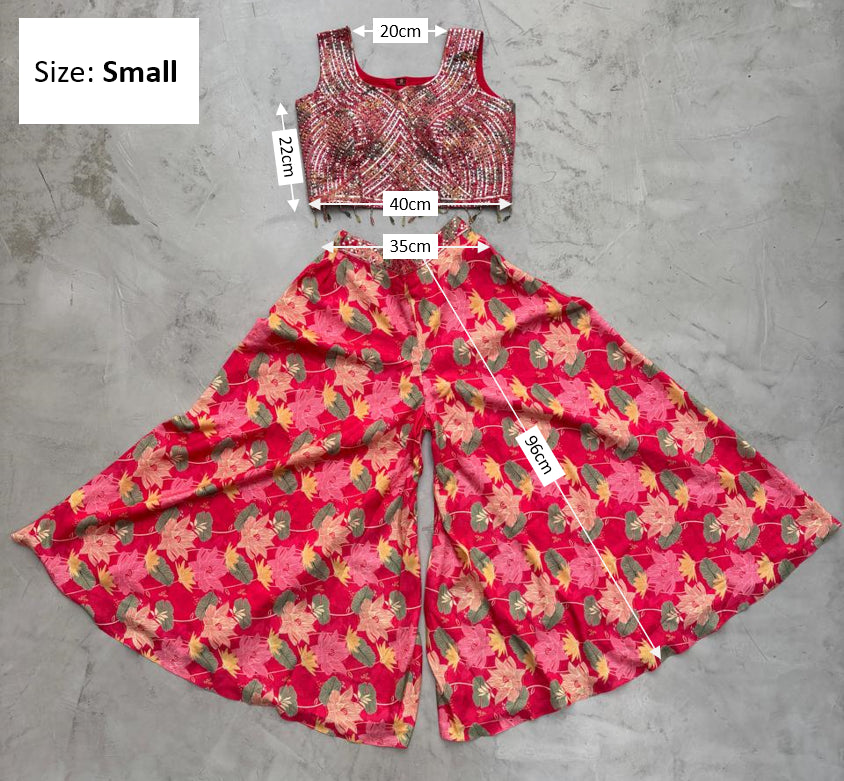 Pink Floral Indo-Western Palazzo Suit