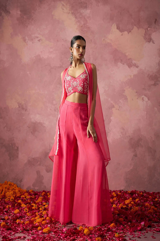 Pink Indo-Western Palazzo Suit