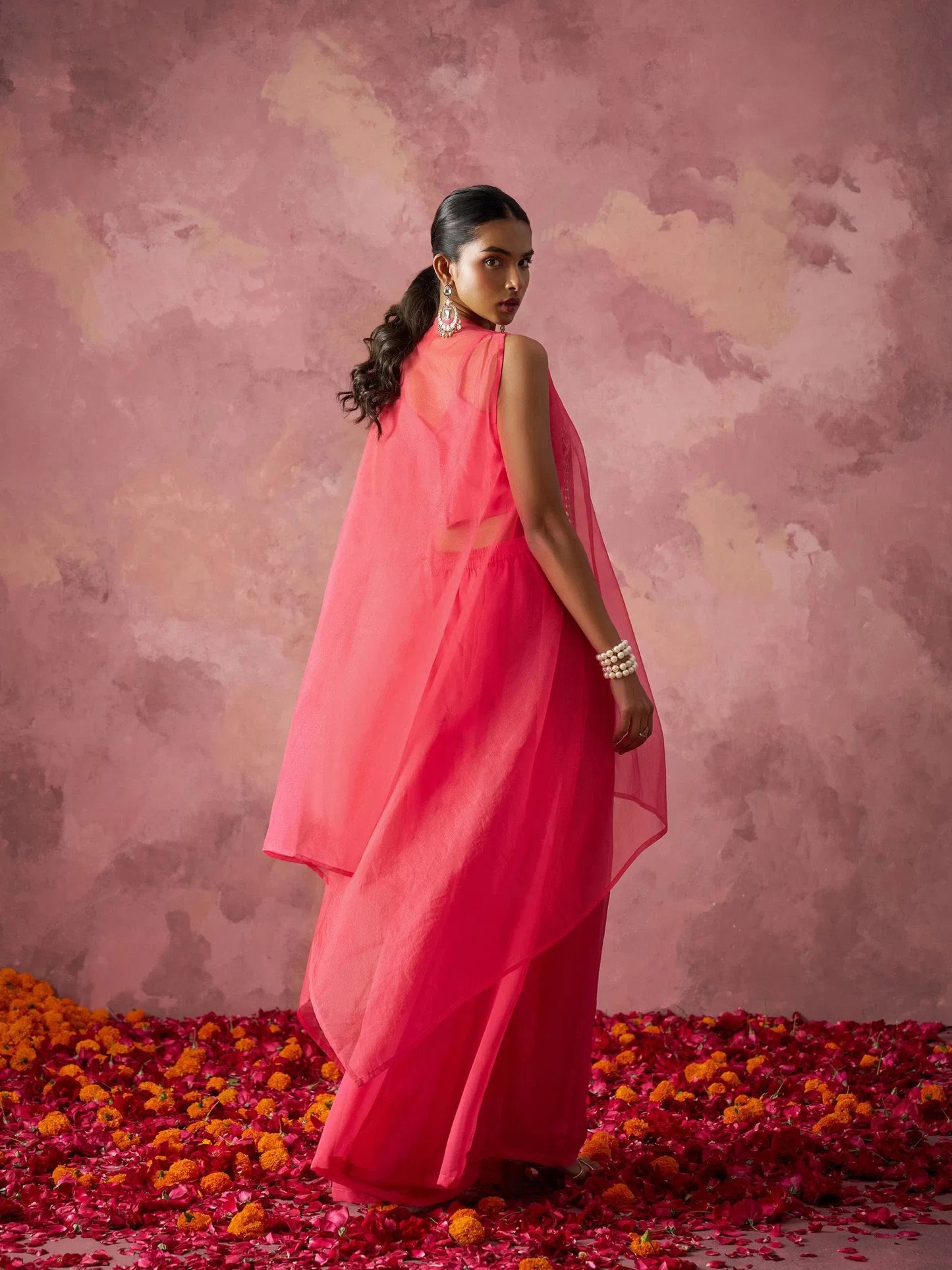 Pink Indo-Western Palazzo Suit