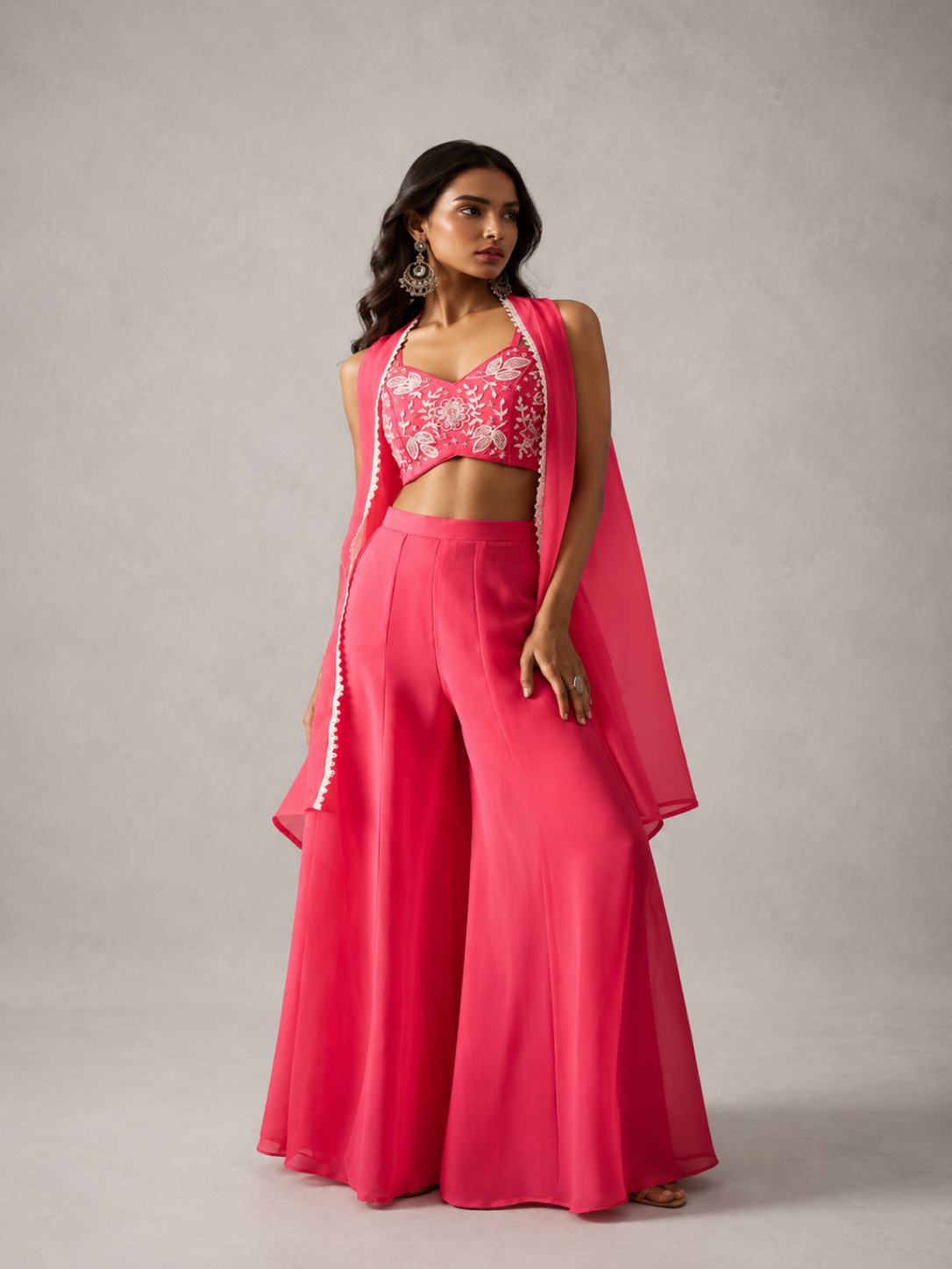 Pink Indo-Western Palazzo Suit