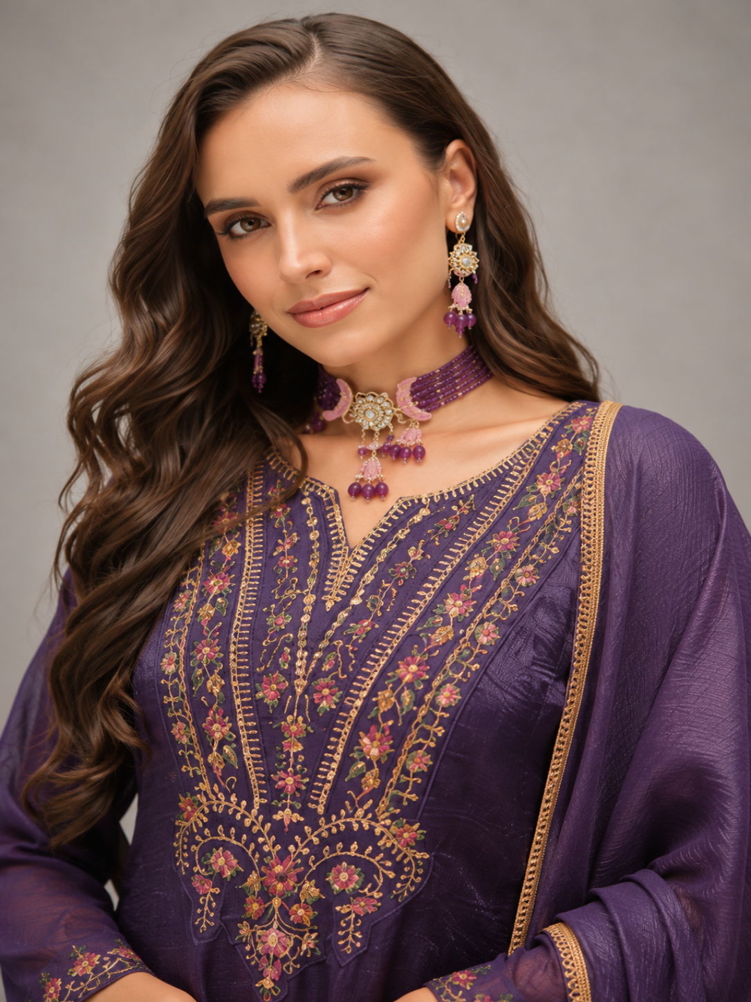 Plum Kurti Set