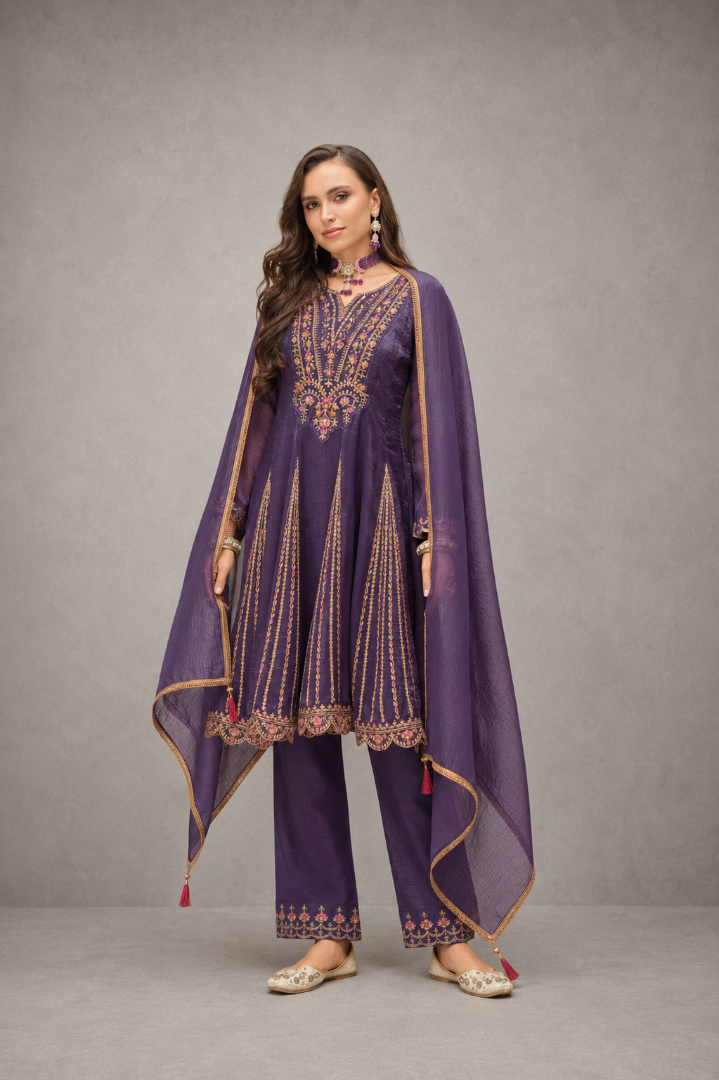 Plum Kurti Set