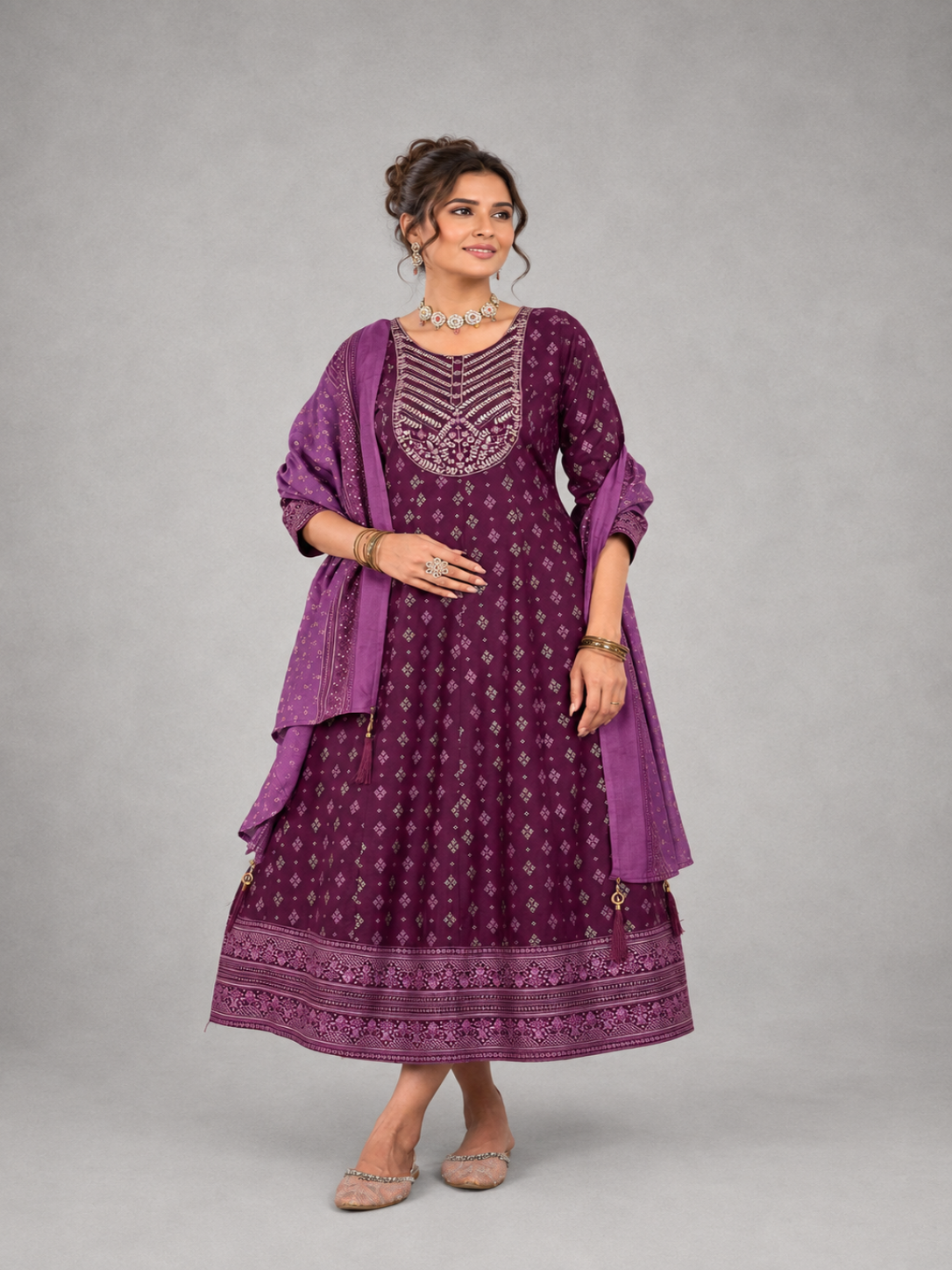 Purple Anarkali Gown