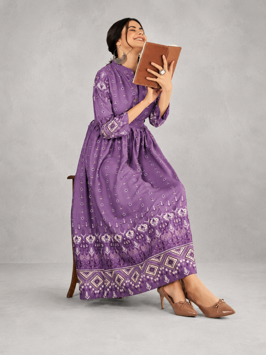 Purple Anarkali Kurta Dress