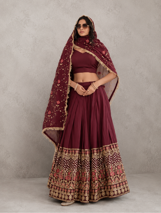 Rust Lehenga Set