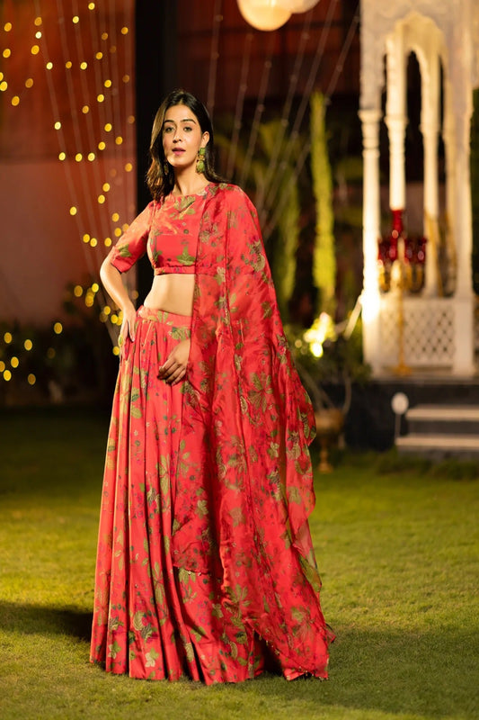 Sunset Glow Long Sleeve Lehenga