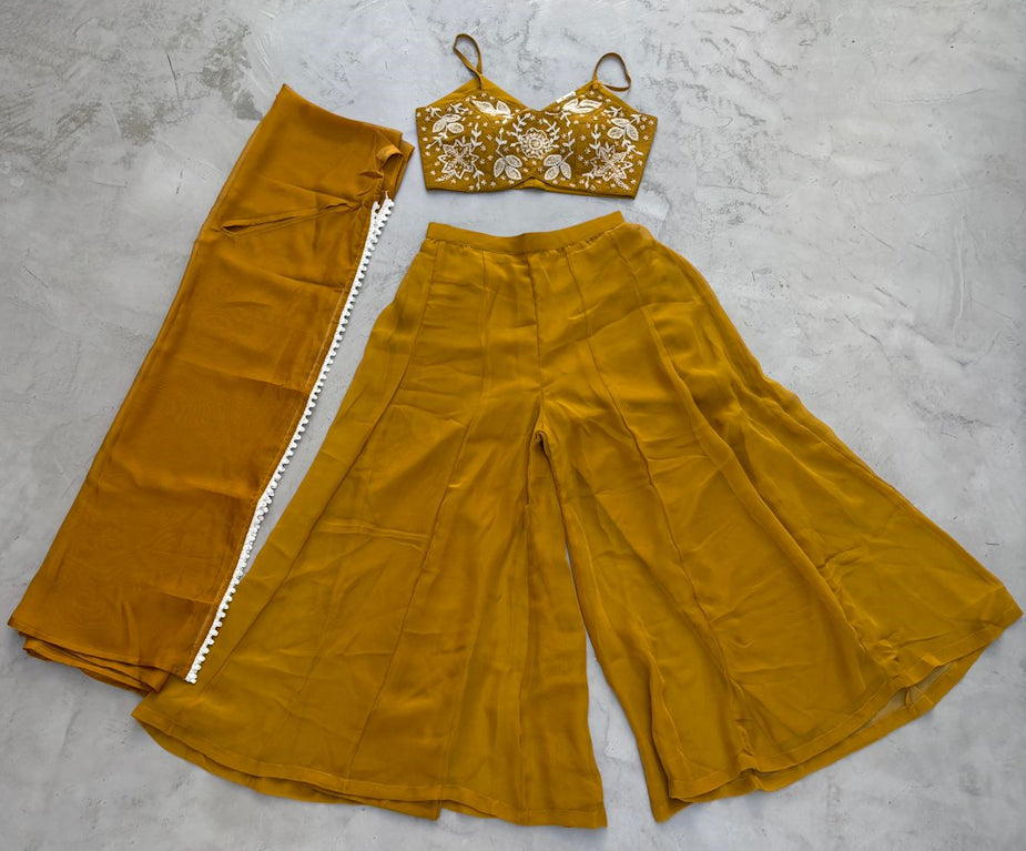 Yellow Indo-Western Palazzo Suit